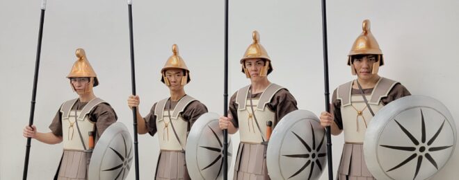 ムーンアートナイト下北沢のTVアニメヒストリエPRイベントに古代マケドニア兵役として出演したALLOUTとボディハッカーのメンバー